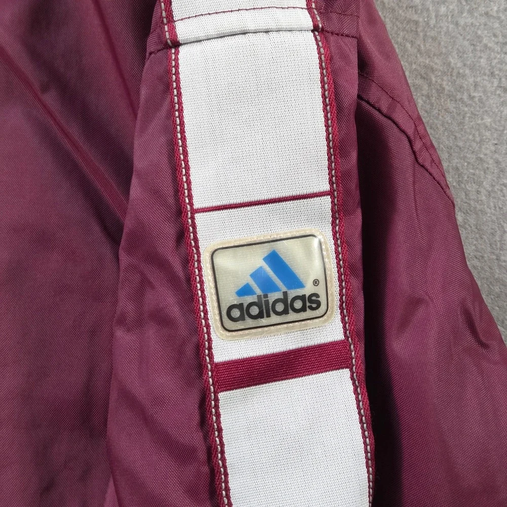 Vintage Adidas Jacket Mens Large Maroon Hooded Full Zip Striped Team Lined 90s